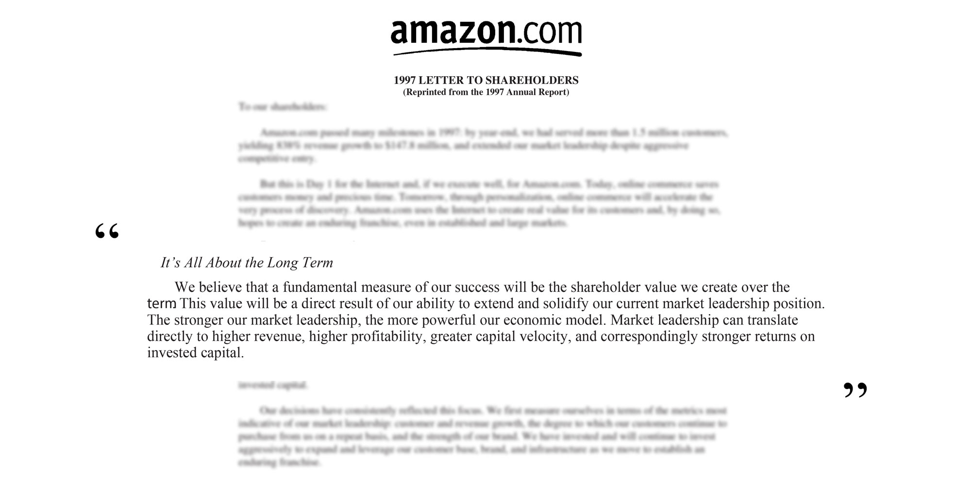 Amazons Letter to Shareholder 1997